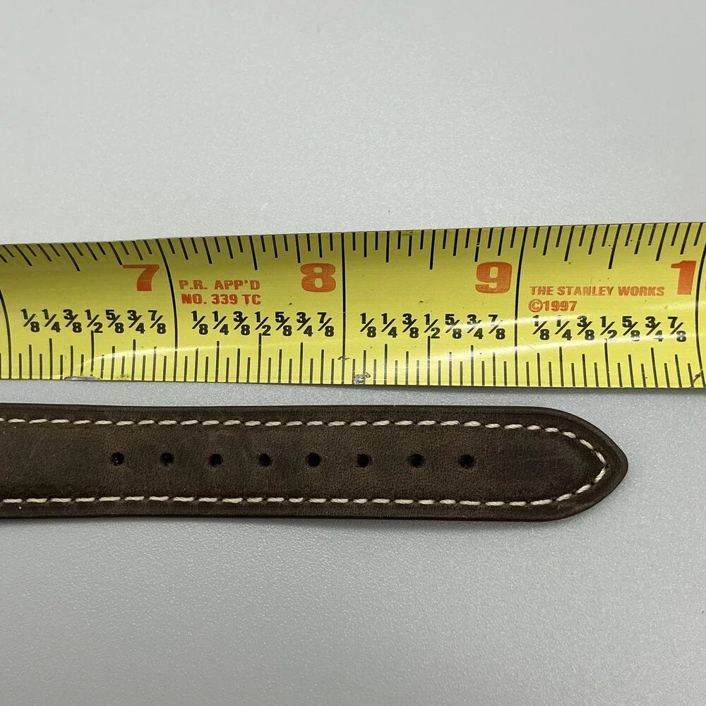 Vtg Timex Indiglo Mens Watch 34mm Two Tone Brown Leather Day Date New Battery